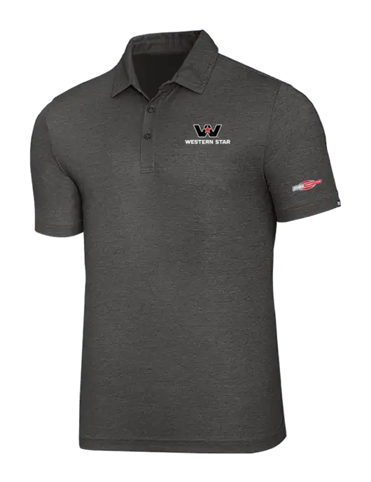 TravisMathew Black Heather Oceanside Polo w/Western Star Logo, FYDA Logo
