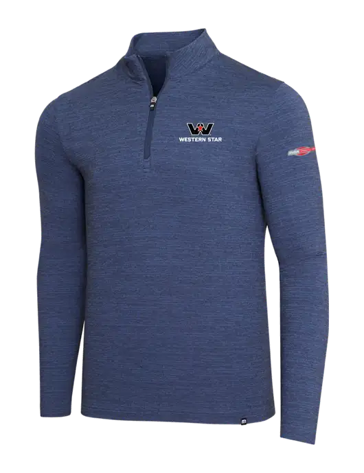 TravisMathew Navy Heather Crestview 1/4 Zip w/Western Star Logo, FYDA Logo