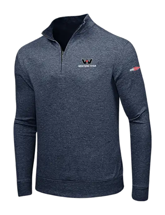 Estate Blue Heather/Charcoal Heather Interlock 1/4 Zip w/Western Star Logo, FYDA Logo