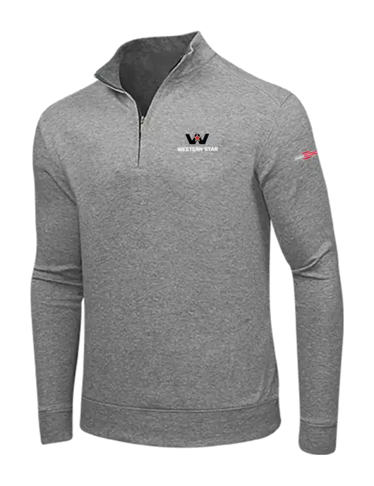 Medium Heather Grey/Charcoal Heather Interlock 1/4 Zip w/Western Star Logo, FYDA Logo