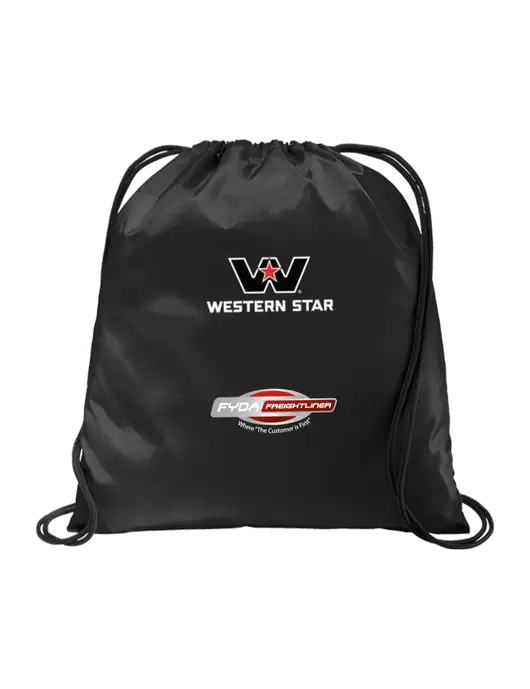 Drawstring  Black Cinch Pack w/Western Star Logo, FYDA Logo
