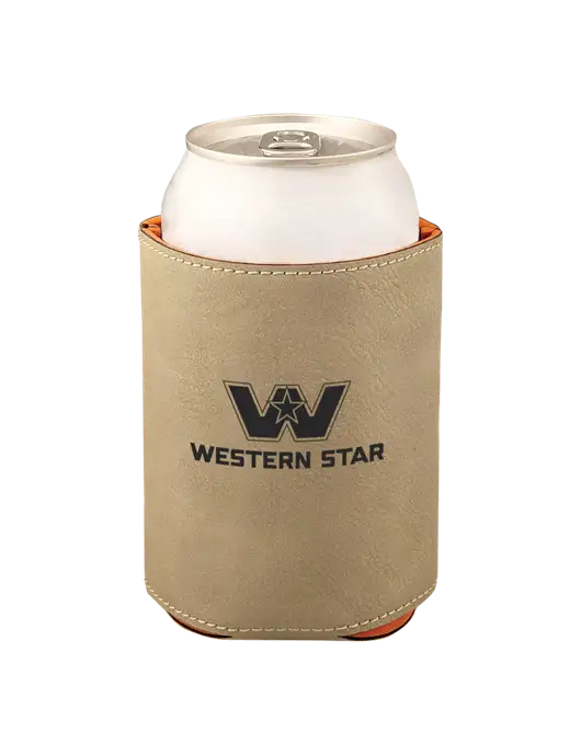 Tan Leatherette Beverage Holder w/Western Star Logo, FYDA Logo