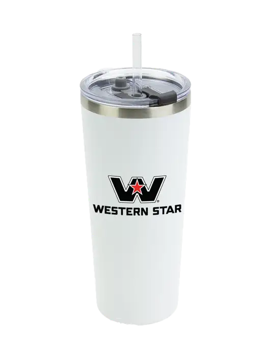 Brighton White 20 oz Insulated Tumbler & Straw w/Western Star Logo, FYDA Logo