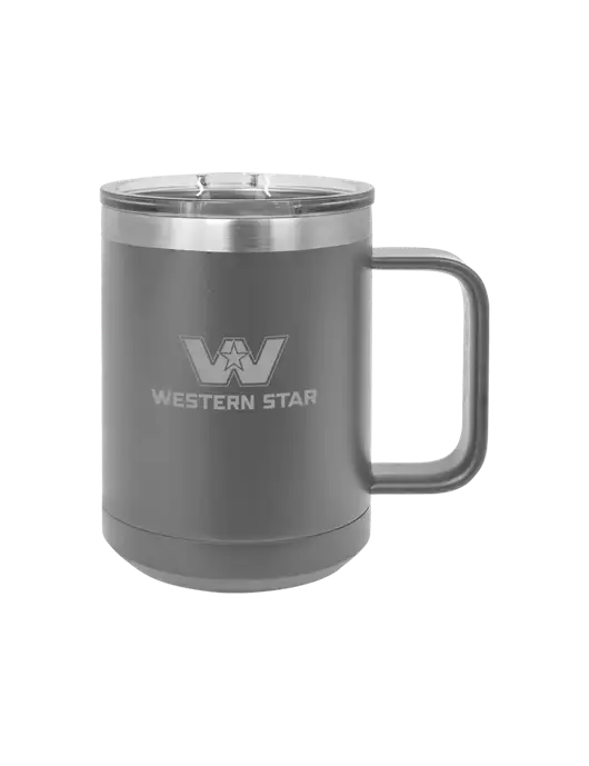 Polar Camel 15 oz Powder Coated Grey Vacuum Insulated Mug with Slider Lid w/Western Star Logo, FYDA Logo