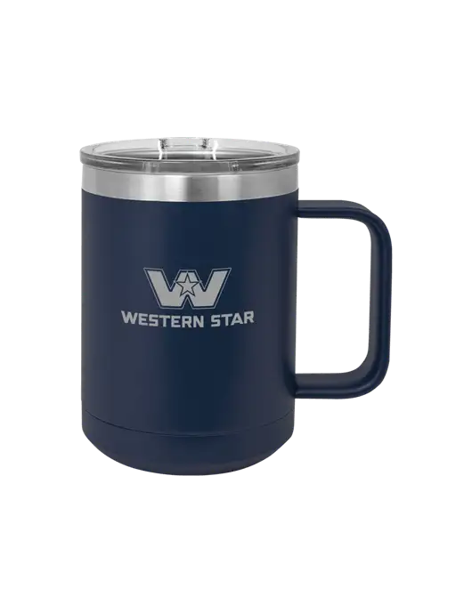 Polar Camel 15 oz Powder Coated Navy Vacuum Insulated Mug with Slider Lid w/Western Star Logo, FYDA Logo