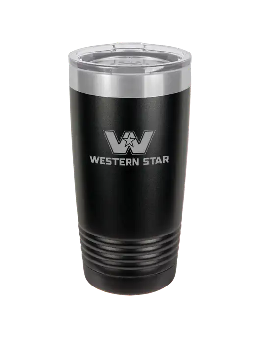Polar Camel 20 oz Powder Coated Black Vacuum Insulated Tumbler w/Western Star Logo, FYDA Logo