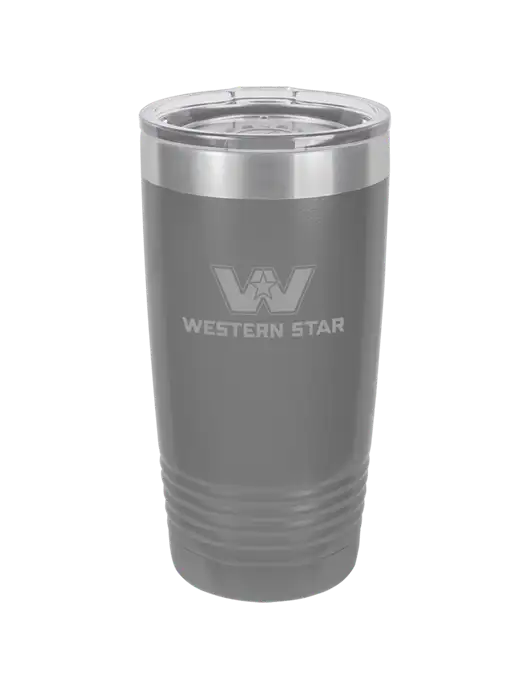 Polar Camel 20 oz Powder Coated Grey Vacuum Insulated Tumbler  w/Western Star Logo, FYDA Logo