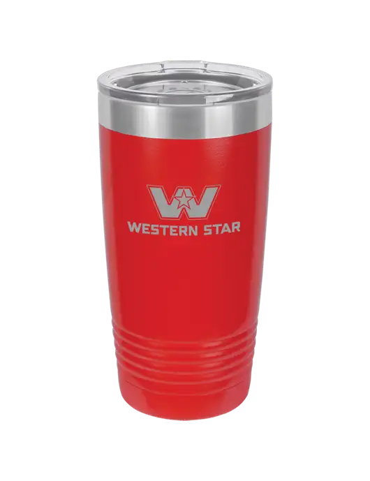 Polar Camel 20 oz Powder Coated Red Vacuum Insulated Tumbler w/Western Star Logo, FYDA Logo
