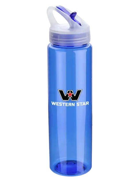 Buddy Blue 32 oz PET Bottle with Flip Lid w/Western Star Logo, FYDA Logo