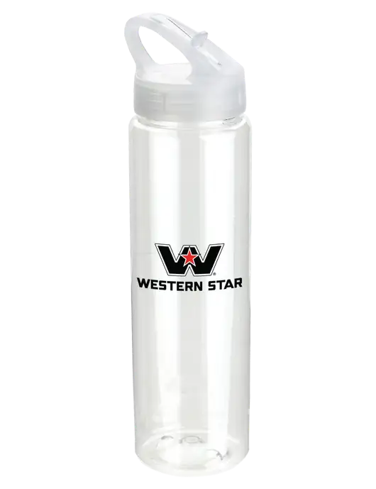 Buddy Clear 32 oz PET Bottle with Flip Lid w/Western Star Logo, FYDA Logo
