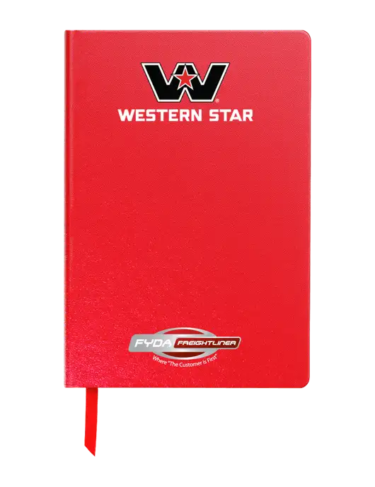 Achieve Red Hardcover Journal, 5.5 x 8.37 w/Western Star Logo, FYDA Logo