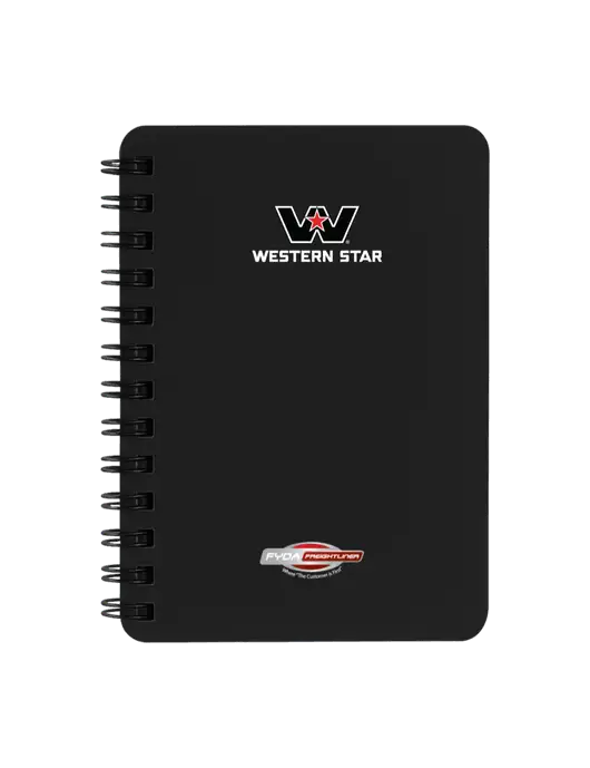 Sturdy Black Hardcover Notebook, 5.25 x 7 w/Western Star Logo, FYDA Logo