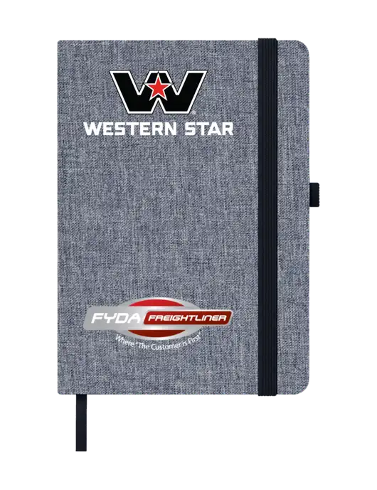 Twill Grey Heathered 5 x 7 Journal w/Western Star Logo, FYDA Logo