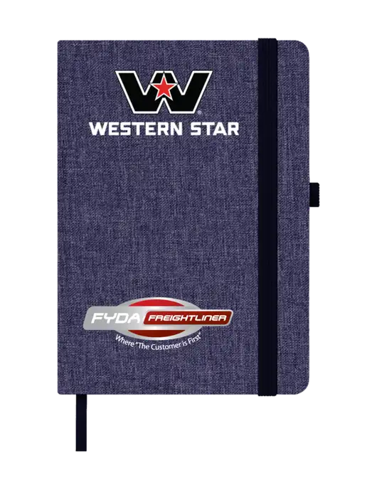 Twill Navy Heathered 5 x 7 Journal w/Western Star Logo, FYDA Logo