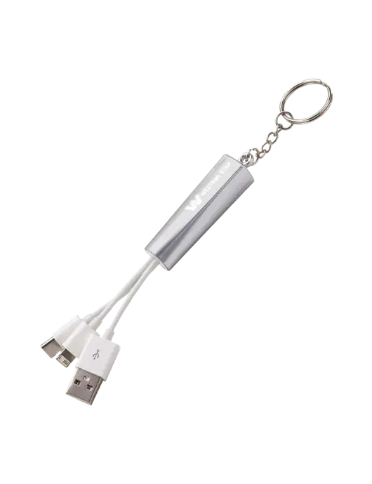 Silver Light-Up Charging Cable with Key Ring w/Western Star Logo, FYDA Logo